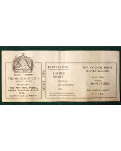 The Magicians' Club Invitation to Ladies' Night Dinner 1924